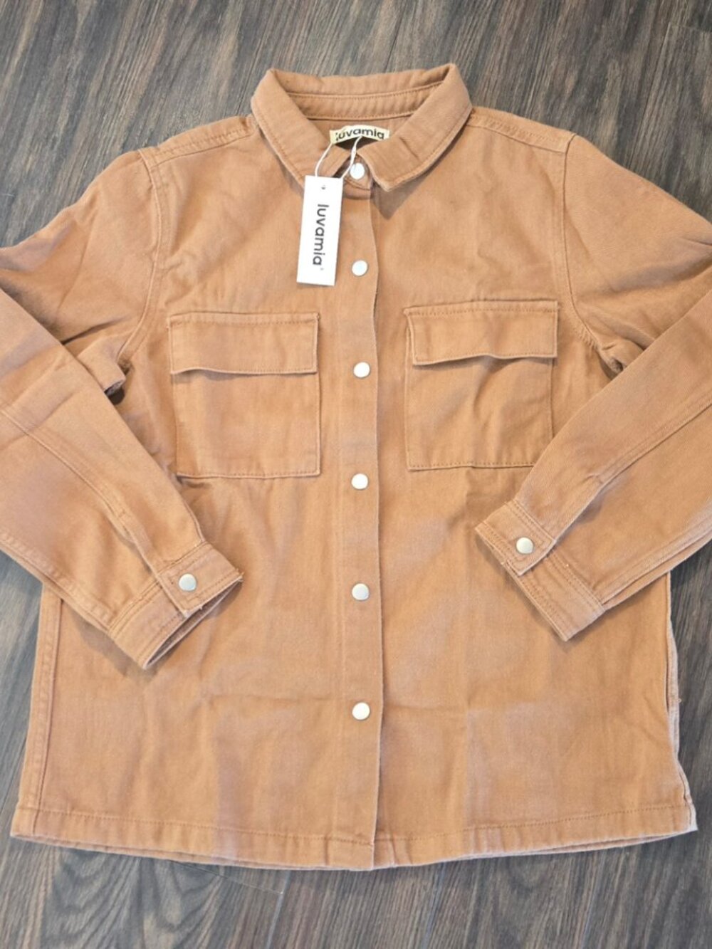 LUVAMIA 100% Cotton Classic Style Caramel Brown Trucker Jacket NWT/SIZE L - Picture 1 of 6